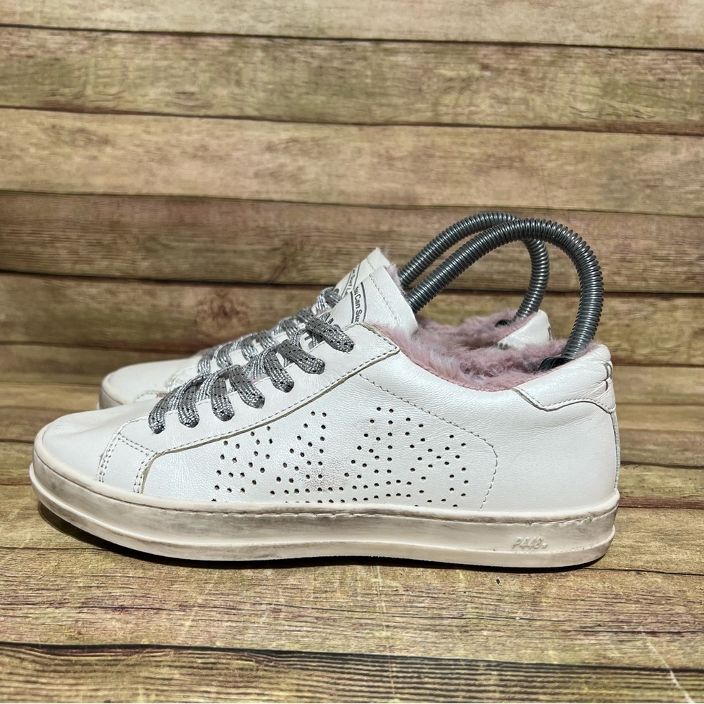 P448 Leather Faux Trim Low Sneakers